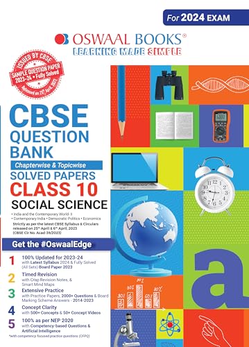 Oswaal Cbse Class 10 Social Science Question Bank 2023-24 Book