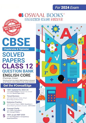 Oswaal Cbse Class 12 English Core Question Bank 2023-24 Book