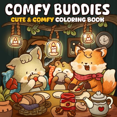Comfy Buddies: A Coloring Book Featuring Comfy Animal Buddies and Relaxing Designs for Stress Relief