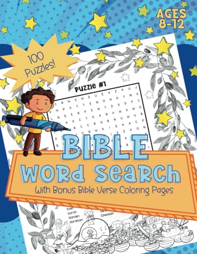 Bible Word Search For Kids: 8-12 Years Old, With Bonus Bible Verse Coloring (Bible Workbooks for Kids)