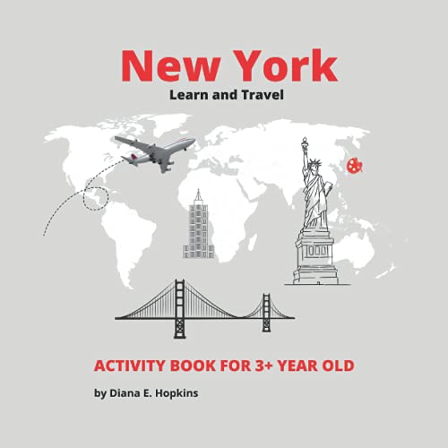 New York – Learn and Travel: Montessori Activity book for 3+ years old, Mazes, Tracing Letters, Spot the Difference and More. Perfect Gift!