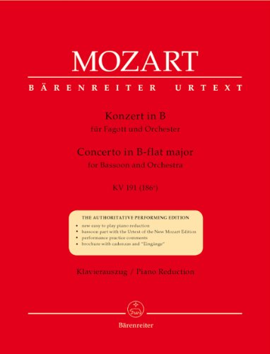 Mozart: Bassoon Concerto in Bb Major, K. 191 (Bassoon & Piano), Barenreiter Urtext