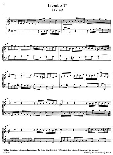 Bach: Inventions and Sinfonias, BWV 772-801 (Without Fingering)