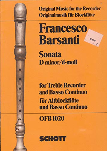 Sonata in D minor: treble recorder and basso continuo; cello ad libitum.