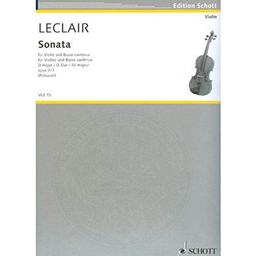 Sonate Ré majeur: op. 9/3. violin and basso continuo.