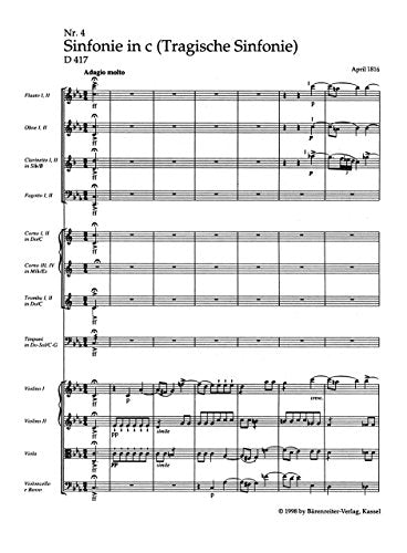 Symphony No.4 in C minor D 417 Tragic (Study Score)