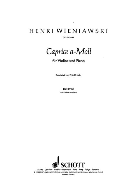 Caprice in A Minor: No. 18. violin and piano.