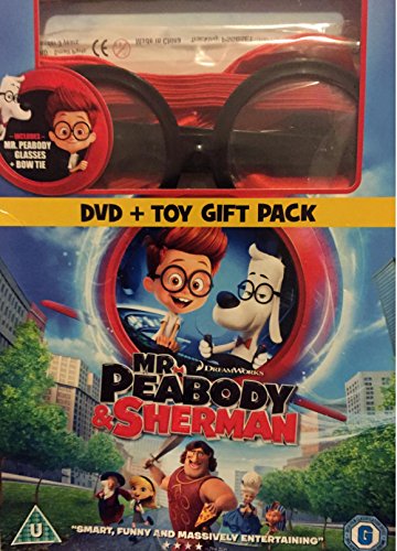 Mr Peabody & Sherman Region 2 DVD English with Mr Peabody Glasses and Bow Tie Toy Gift Pack