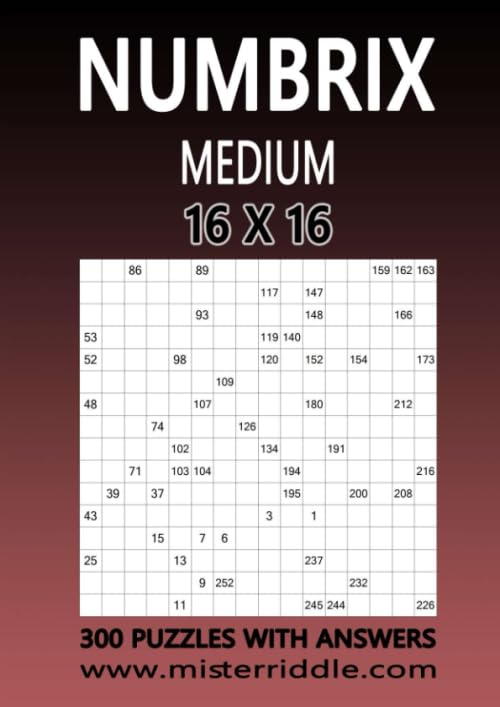 NUMBRIX 16 x 16 - MEDIUM - 300 PUZZLES WITH ANSWERS