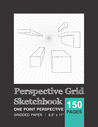 Perspective Grid Sketchbook : One Point Perspective Drawing Gridded Paper 8. 5 X 11