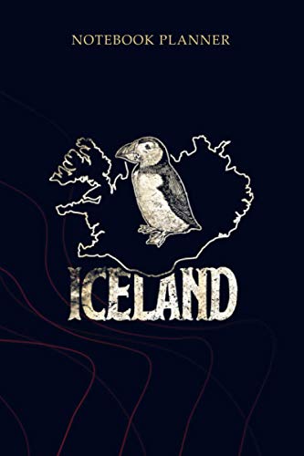Notebook Planner Iceland Map Love Puffins Cute Puffin Gift Kids: 114 Pages, Gym, Planner, Mom, To Do List, Simple, 6x9 inch, Planning