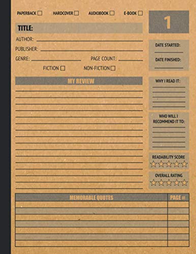 Reading Log : Basic Reading Log Journal Book Review Journal for Book Lovers and Readers Reading Log Book Tracker to Write Your Reviews and Favorite Quotes