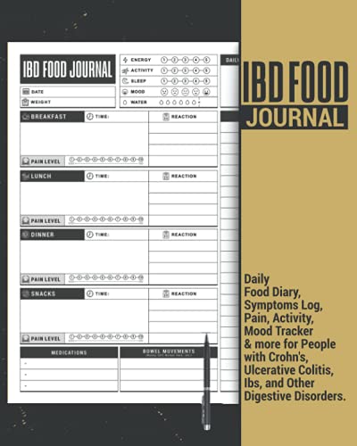 IBD Food Journal Daily Food Diary, Symptoms Log, Pain, Activity, Mood Tracker and More for People with Crohn's, Ulcerative Colitis, IBS, and Other Digestive Disorders : Makes a Great Self Care Logbook Gift for Men and Women