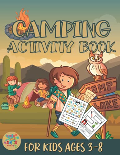 Camping activity book for kids ages 3-8: Camping themed gift for kids ages 3 and up