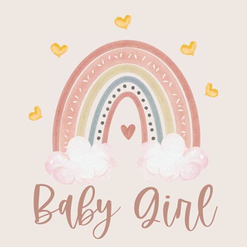 Baby Girl: Baby Shower Guest Book Boho Rainbow