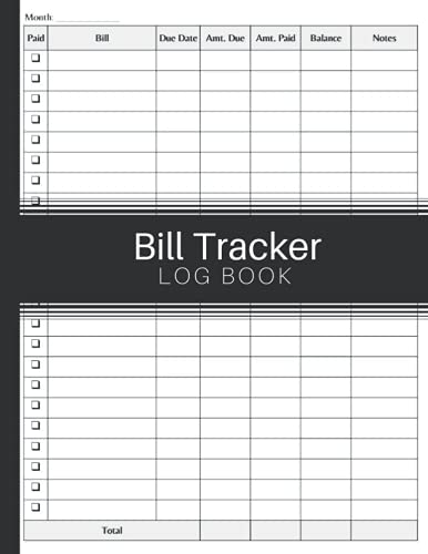 Bill Tracker Log book: Monthly Bill Organizer/ Bill Payment Organizer