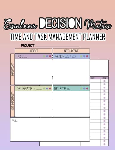THE EISENHOWER MATRIX: Time and Task Management Planner: Urgent,Important Notebook/ Mega Size: 250 Page.