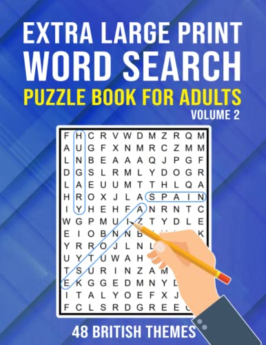 Extra Large Print Word Search Puzzle Book for Adults, Volume 2 - 48 British Themes : Find a Word Puzzles for Adults, Seniors and Elderly