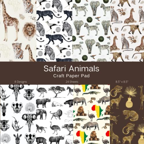 Safari Animals Craft Paper Pad: African Safari Scrapbook Paper