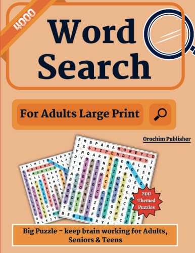 4000 Word Search for Adults Large Print (200 Themed Puzzles): Big Puzzle - Keep Brain Working for Adults,Seniors and Teens (puzzle Books for Adults)