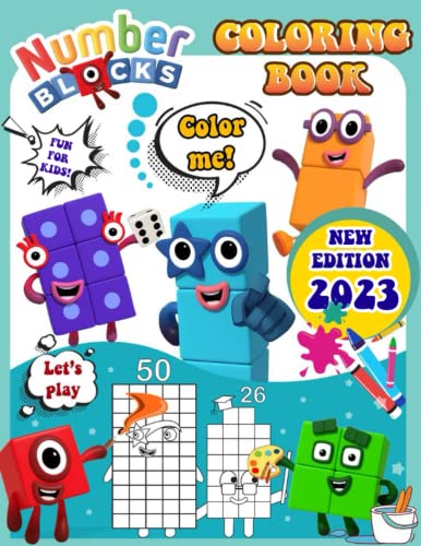 Number Blocks Coloring Book: FUN, EASY, HUGE Coloring Book for kids 4 to 8 years old, for all ages, Jumbo, Book for boys, girls