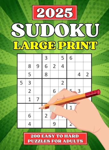Sudoku Puzzles for Adults Large Print : 200 Easy to Hard Puzzles for Gradually Improving Sudoku Skills (ONLY 2 per PAGE) Brain Games for Adults and Seniors Big in Size 8,5 X 11,69 Inches, Solutions Included