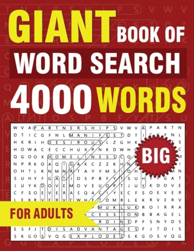 4000 New Words - Giant Book of Word Search For Adults: Wordsearch books for Seniors, Teens - Anti eye strain, Relieve Stress