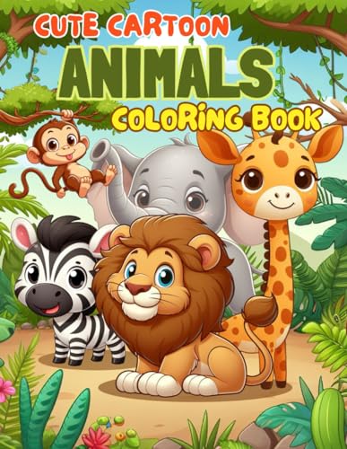 Cute Cartoon Animals Coloring Book: A Delightful Journey of Coloring ...