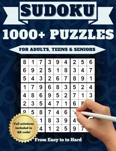 1000+ Sudoku Puzzles for Adults: Sudoku Book with 3 Difficulty Levels | Easy - Normal - Hard: Easy to Hard Puzzles for Adults with QR Solutions