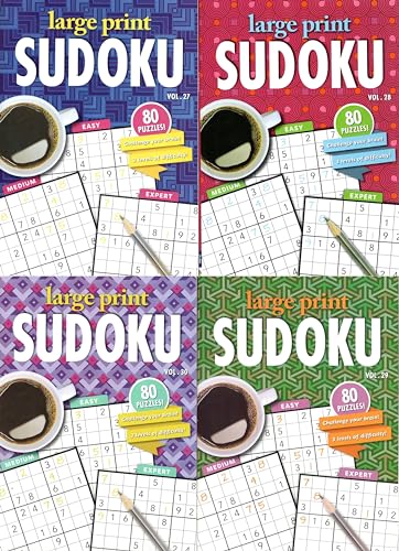 Large Print Sudoku Puzzle - Easy - Medium - Expert - All New Puzzles - Vol.29 - 30 (Set of 2 books)