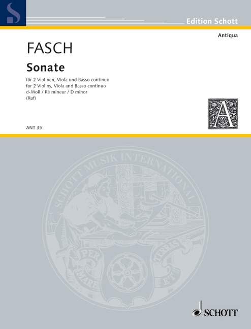 Sonata D Minor: 2 Violins, Viola and Basso continuo. Partition et parties.