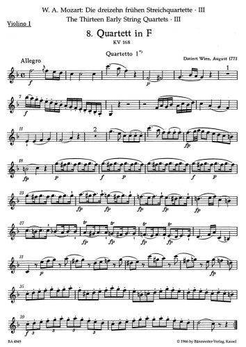 Wolfgang Amadeus Mozart: Early String Quartets Bk3 Parts: String Quartet
