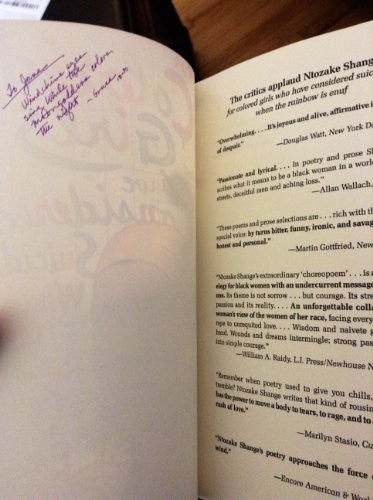 For Colored Girls Who Have Considered Suicide When the Rainbow is Enuf