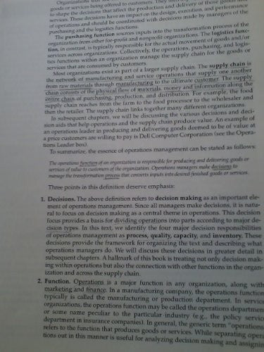 Operations Management:  Contemporary Concepts and Cases