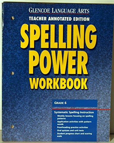 Glencoe Language Arts Spelling Power Workbook Grade 6 Tae