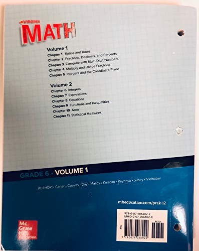 Glencoe MATH, Grade 6, Vol 1,, Virginia Edition