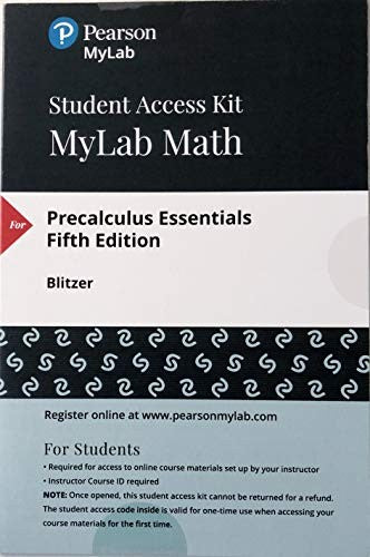 Mylab Math with Pearson Etext -- 24-Month Standalone Access Card -- For Precalculus Essentials