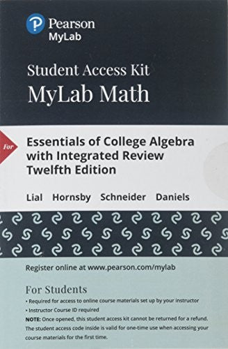 Mylab Math with Pearson Etext -- 24-Month Standalone Access Card -- For Essentials of College Algebra with Integrated Review