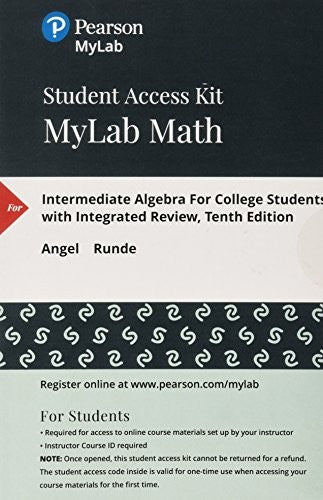 Mylab Math with Pearson Etext -- 24 Month Standalone Access Card -- For Intermediate Algebra for College Students with Integrated Review