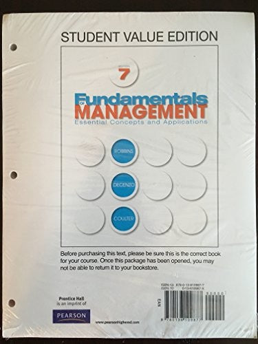 Fundamentals of Management, Student Value Edition