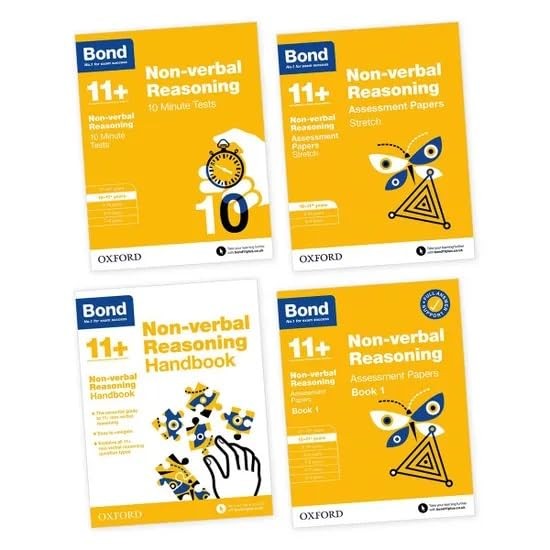 Bond 11+ 4-Books Collection Set Pack (Non-Verbal Reasoning (Age 10 - 11 years) 10 Minute Tests, Stretch Assessment Papers, Handbook & Assessment Papers Book 1)