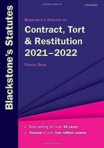 Blackstone's Statutes on Contract, Tort & Restitution 2021-2022