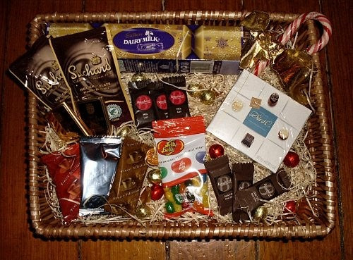 Wicker Hamper/Gift Basket- filled with chocolate