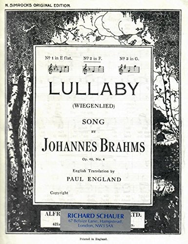 Lullaby in F: op. 49/4. high voice and piano. aiguë.