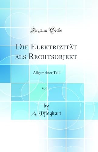 Die Elektrizitat als Rechtsobjekt, Vol. 1: Allgemeiner Teil (Classic Reprint)
