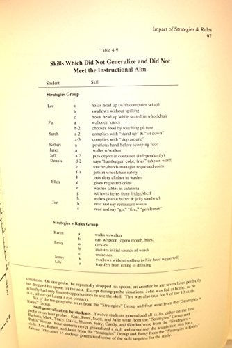 Generalization for Students with Severe Handicaps