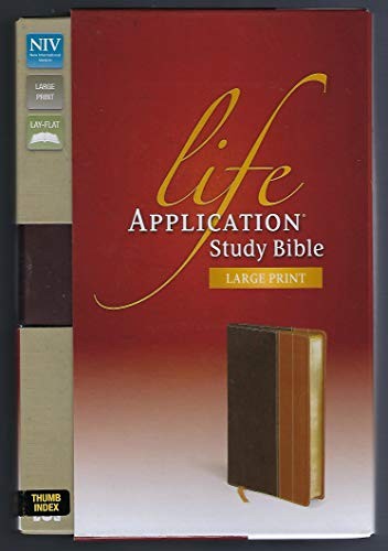 NIV, Life Application Study Bible, Second Edition, Large Print, Leathersoft, Brown/Tan, Red Letter Edition, Thumb Indexed