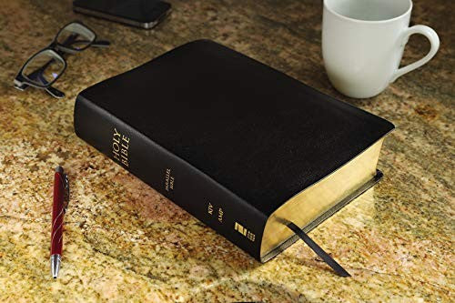 KJV, Amplified, Parallel Bible, Large Print, Bonded Leather, Black, Red Letter