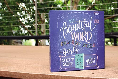 NIV, Beautiful Word Coloring Bible for Girls Pencil/Sticker Gift Set, Updated, Leathersoft over Board, Teal, Comfort Print