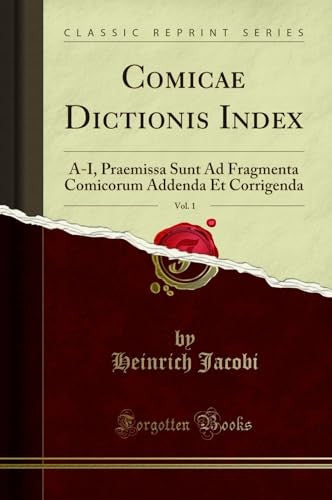 Comicae Dictionis Index, Vol. 1